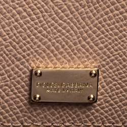 Pre Owned Dolce & Gabbana Beige Leather Medium Miss Sicily Top Handle Bag