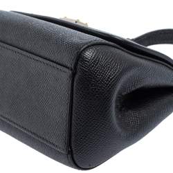 Pre Owned Dolce & Gabbana Black Leather Micro Miss Sicily Top Handle Bag