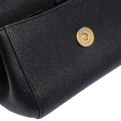 Pre Owned Dolce & Gabbana Black Leather Micro Miss Sicily Top Handle Bag