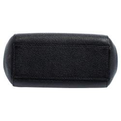 Pre Owned Dolce & Gabbana Black Leather Micro Miss Sicily Top Handle Bag