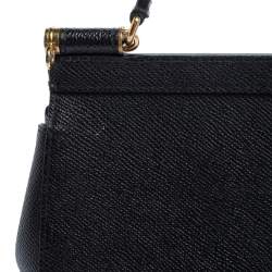 Pre Owned Dolce & Gabbana Black Leather Micro Miss Sicily Top Handle Bag