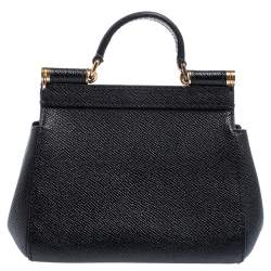 Pre Owned Dolce & Gabbana Black Leather Micro Miss Sicily Top Handle Bag