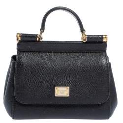 Pre Owned Dolce & Gabbana Black Leather Micro Miss Sicily Top Handle Bag