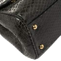 مملوكة مسبقًا حقيبة دولتشي أند غابانا ميس سيسيلي جلد ثعبان أخضر داكن متوسطة بيد علوية