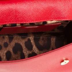 مملوكة مسبقًا Dolce & Gabbana Red Leather Small Miss Sicily Top Handle Bag