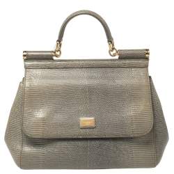 مملوكة مسبقًا حقيبة دولتشي أند غابانا ميس سيسيلي متوسطة جلد نقشة السحلية أخضر افوكادو