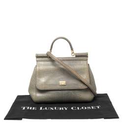 مملوكة مسبقًا حقيبة دولتشي أند غابانا ميس سيسيلي متوسطة جلد نقشة السحلية أخضر افوكادو