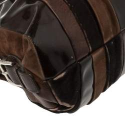 Pre Owned  Dolce & Gabbana Dark Brown Leather Miss Brunette Mixed Media Satchel