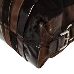 Pre Owned  Dolce & Gabbana Dark Brown Leather Miss Brunette Mixed Media Satchel