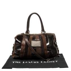 Pre Owned  Dolce & Gabbana Dark Brown Leather Miss Brunette Mixed Media Satchel