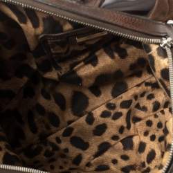 Pre Owned  Dolce & Gabbana Dark Brown Leather Miss Brunette Mixed Media Satchel