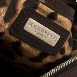 Pre Owned  Dolce & Gabbana Dark Brown Leather Miss Brunette Mixed Media Satchel