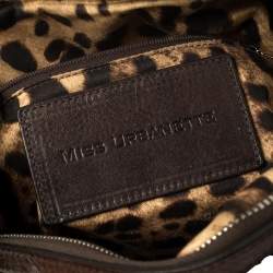 Pre Owned  Dolce & Gabbana Dark Brown Leather Miss Brunette Mixed Media Satchel