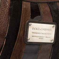 Pre Owned  Dolce & Gabbana Dark Brown Leather Miss Brunette Mixed Media Satchel