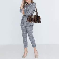 Pre Owned  Dolce & Gabbana Dark Brown Leather Miss Brunette Mixed Media Satchel