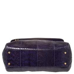 Pre Owned Dolce & Gabbana Purple Python Medium Heritage Miss Sicily Top Handle Bag