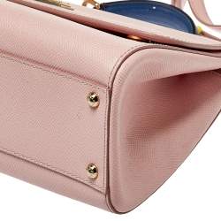 Pre Owned Dolce & Gabbana Pink Leather Medium Miss Sicily Top Handle Bag