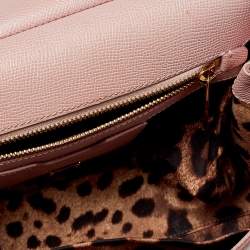 Pre Owned Dolce & Gabbana Pink Leather Medium Miss Sicily Top Handle Bag