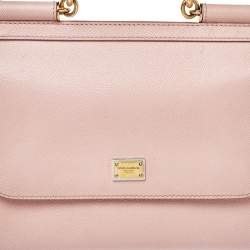 Pre Owned Dolce & Gabbana Pink Leather Medium Miss Sicily Top Handle Bag