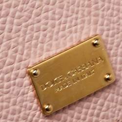 Pre Owned Dolce & Gabbana Pink Leather Medium Miss Sicily Top Handle Bag