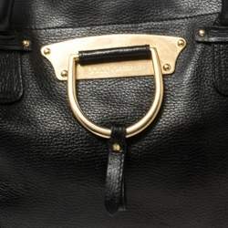 Dolce & Gabbana Black Pebbled Leather D Ring Vintage Tote