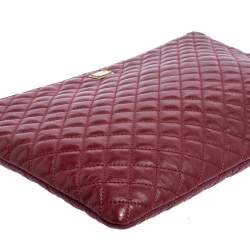 Pre Owned Dolce & Gabbana Red Quilted Leather Pouch