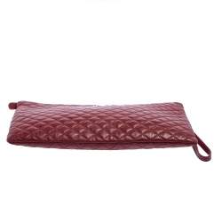 Pre Owned Dolce & Gabbana Red Quilted Leather Pouch