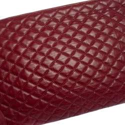 Pre Owned Dolce & Gabbana Red Quilted Leather Pouch