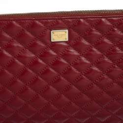 Pre Owned Dolce & Gabbana Red Quilted Leather Pouch