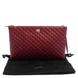 Pre Owned Dolce & Gabbana Red Quilted Leather Pouch