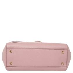 Pre Owned Dolce & Gabbana Pink Leather Medium Miss Sicily Top Handle Bag