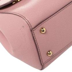 Pre Owned Dolce & Gabbana Pink Leather Medium Miss Sicily Top Handle Bag