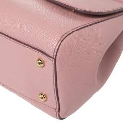 Pre Owned Dolce & Gabbana Pink Leather Medium Miss Sicily Top Handle Bag