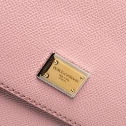 Pre Owned Dolce & Gabbana Pink Leather Medium Miss Sicily Top Handle Bag