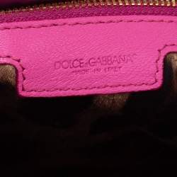 Pre Owned Dolce and Gabbana Pink Leather Padlock Top Handle Bag