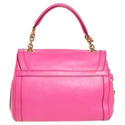 Pre Owned Dolce and Gabbana Pink Leather Padlock Top Handle Bag