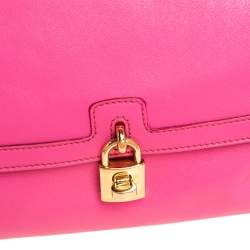 Pre Owned Dolce and Gabbana Pink Leather Padlock Top Handle Bag
