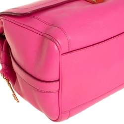 Pre Owned Dolce and Gabbana Pink Leather Padlock Top Handle Bag