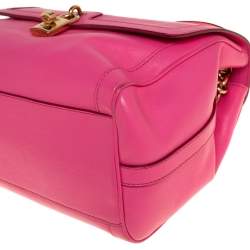 Pre Owned Dolce and Gabbana Pink Leather Padlock Top Handle Bag