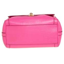Pre Owned Dolce and Gabbana Pink Leather Padlock Top Handle Bag