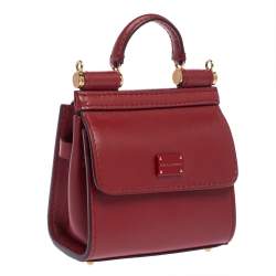 Pre Owned حقيبة دولتشي أند غابانا سيسيلي 58 صغيرة جداً جلد أحمر