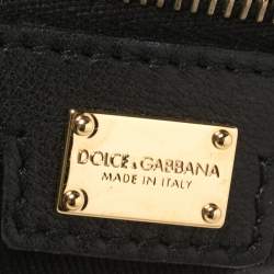 Pre Owned حقيبة دولتشي أند غابانا ميس سيسيلي متوسطة يد علوية جلد و كانفاس مقوى مطبوع نقشة الفهد بني و أسود