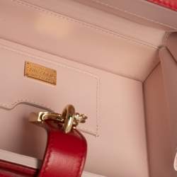 Pre Owned Dolce & Gabbana Red Quilted Leather Box Top Handle Bag