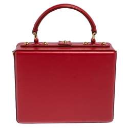 Pre Owned Dolce & Gabbana Red Quilted Leather Box Top Handle Bag