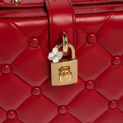 Pre Owned Dolce & Gabbana Red Quilted Leather Box Top Handle Bag
