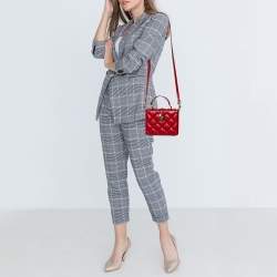 Pre Owned Dolce & Gabbana Red Quilted Leather Box Top Handle Bag