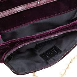 Pre Owned Dolce & Gabbana Purple Velvet Sasha Pearl Chain Bag