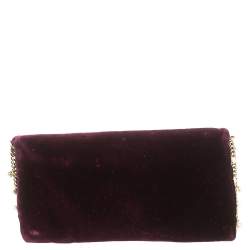 Pre Owned Dolce & Gabbana Purple Velvet Sasha Pearl Chain Bag