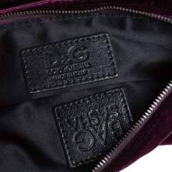 Pre Owned Dolce & Gabbana Purple Velvet Sasha Pearl Chain Bag