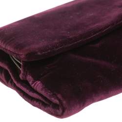 Pre Owned Dolce & Gabbana Purple Velvet Sasha Pearl Chain Bag